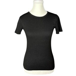 Everlane‎ Women's Black The Ribbed Supima Cotton Crew Neck Tee XS/C26